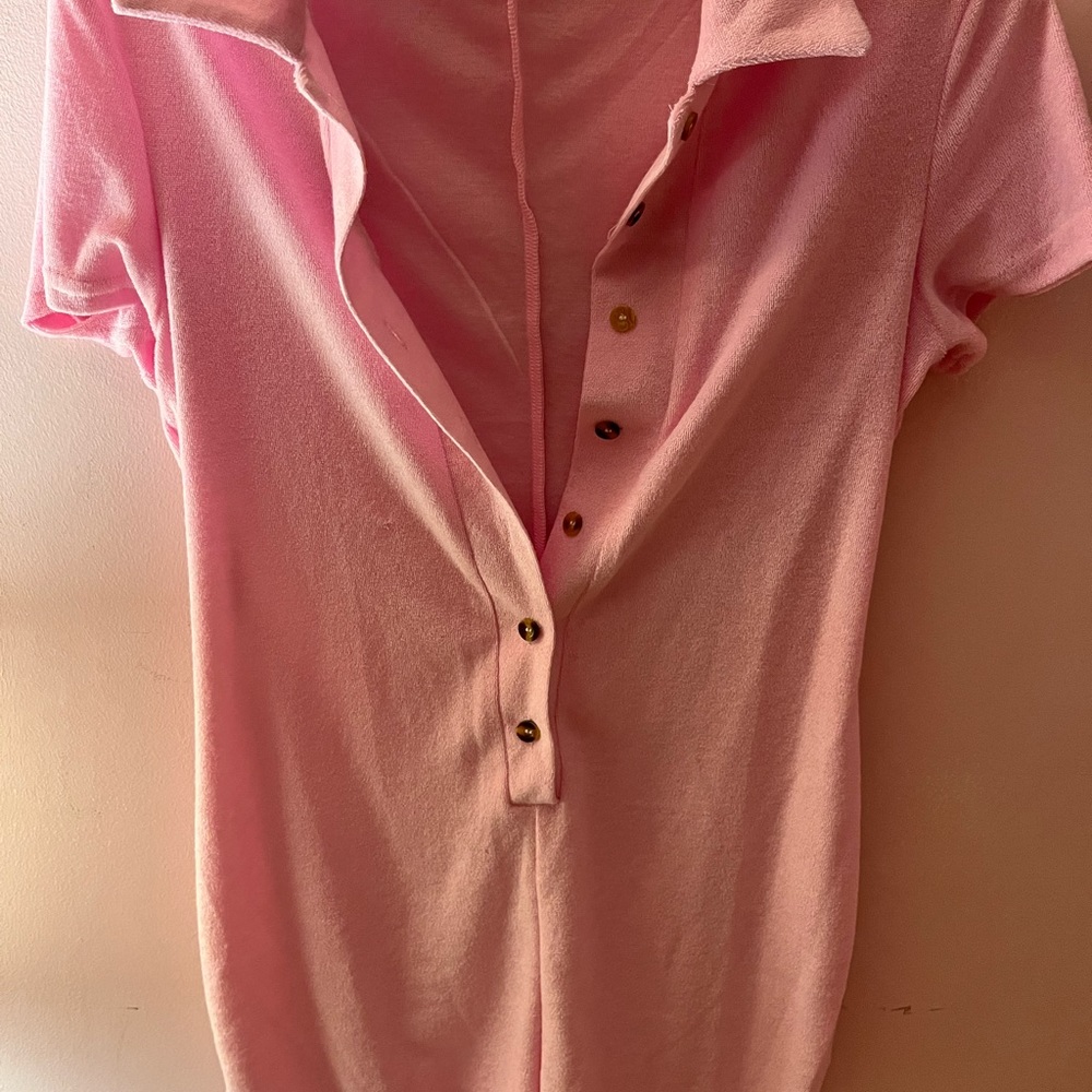 Pink Terrycloth towel material romper size Medium